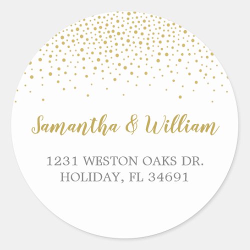 Modern Elegant Gold Confetti Wedding Address Label
