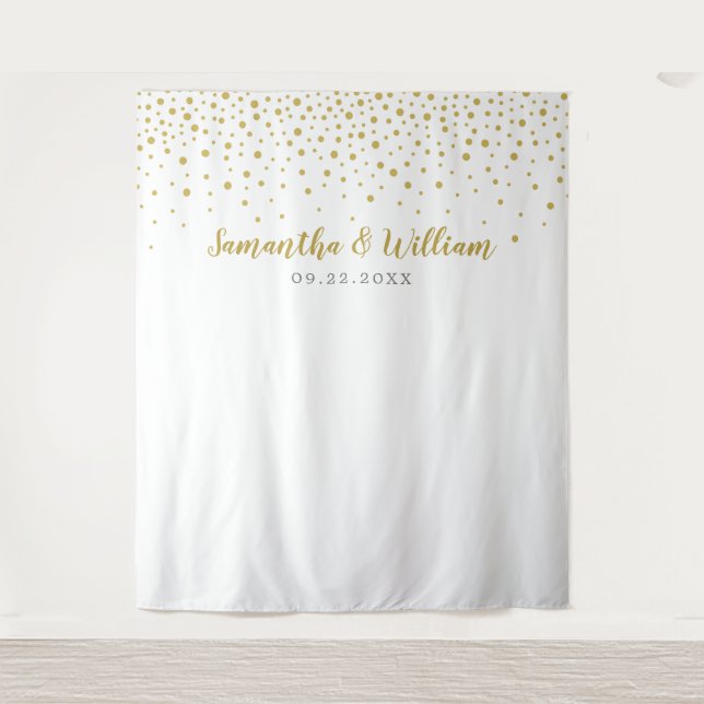 Modern Elegant Gold Confetti Wedding Backdrop (Front)