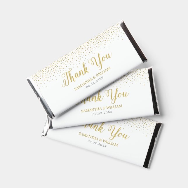Modern Elegant Gold Confetti Wedding  Hershey Bar Favors (Front)