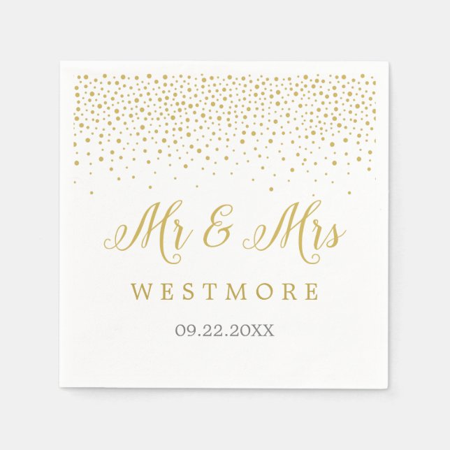 Modern Elegant Gold Confetti Wedding  Napkins (Front)
