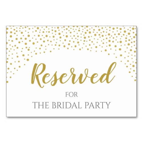 Modern Elegant Gold Confetti Wedding Reserved Table Number