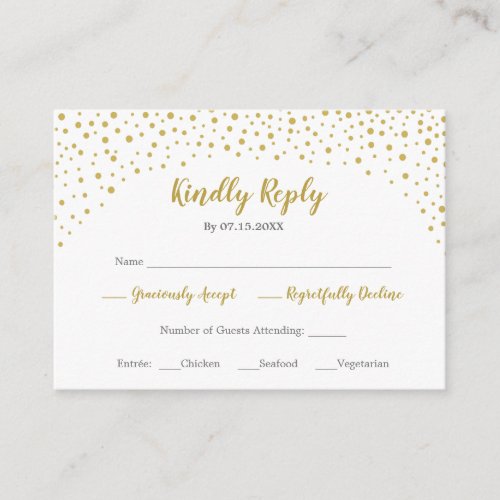 Modern Elegant Gold Confetti Wedding RSVP Enclosure Card