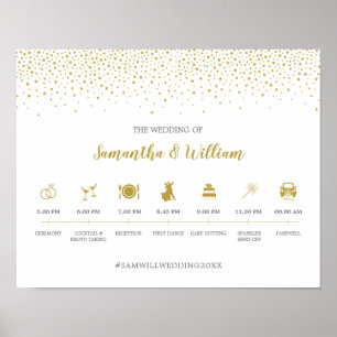 Modern Elegant Gold Confetti Wedding Timeline Sign