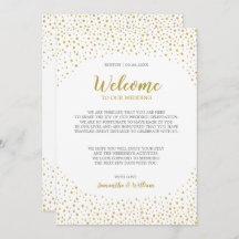 Modern Elegant Gold Confetti Wedding Welcome Note