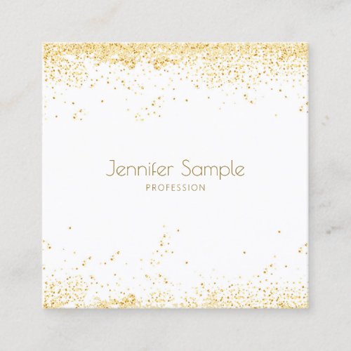 Modern Elegant Gold Confetti White Template Luxury Square Business Card