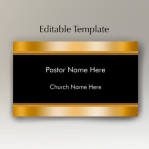 Modern Elegant Gold Custom Text Church Pastor  Business Card