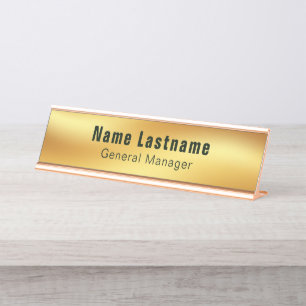 Modern Elegant Gold Desk Name Plate