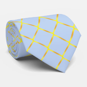 Modern Elegant Gold Diamond Pattern on Light Blue Neck Tie