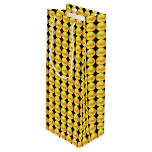 Modern Elegant Gold Dots on Black Wine Gift Bag