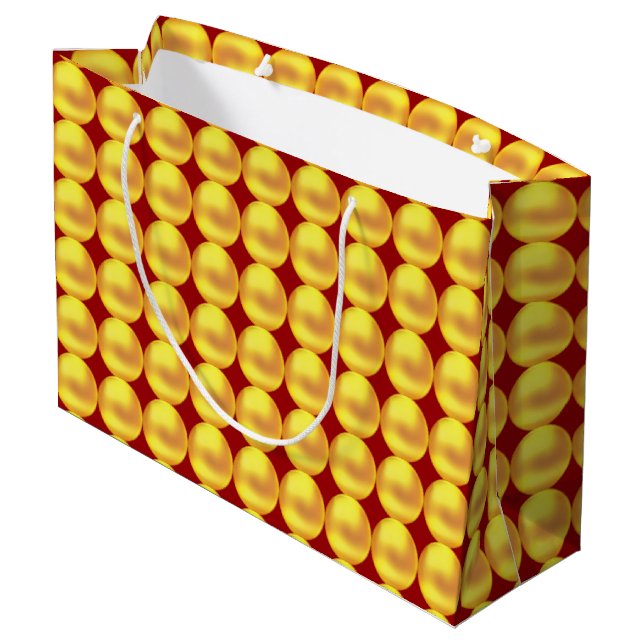 Modern Elegant Gold Dots on Maroon Large Gift Bag (Back Angled)
