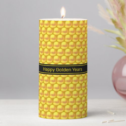 Modern Elegant Gold Dots  Text Pillar Candle