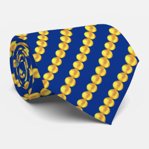 Modern Elegant Gold Dotted Stripes on Blue Neck Tie