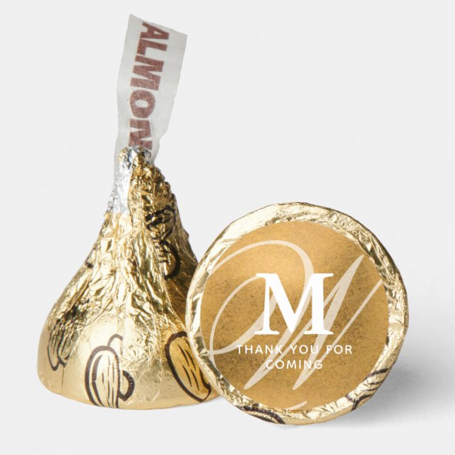 Modern Elegant Gold Double Monogram Thank You Hershey®'s Kisses® (Front)