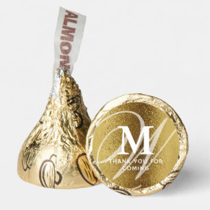 Modern Elegant Gold Double Monogram Thank You Hershey®'s Kisses®