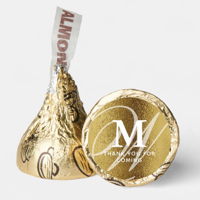 Modern Elegant Gold Double Monogram Thank You Hershey®'s Kisses® (Front)