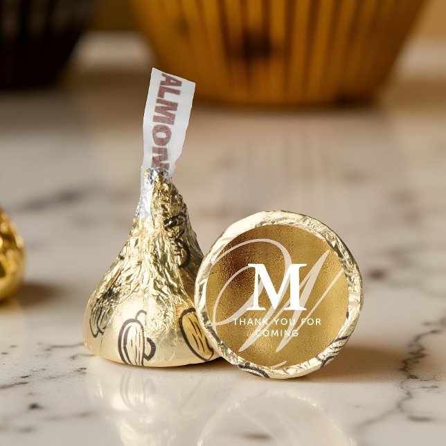 Modern Elegant Gold Double Monogram Thank You Hershey®'s Kisses® (Creator Uploaded)