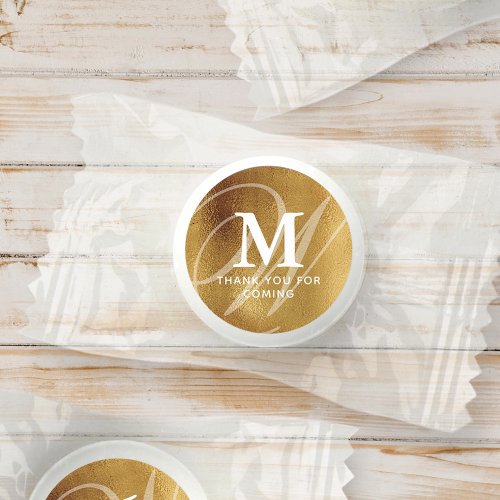 Modern Elegant Gold Double Monogram Thank You Life Saver Mints