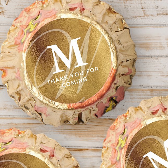 Modern Elegant Gold Double Monogram Thank You Reese's Peanut Butter Cups (Creator Uploaded)