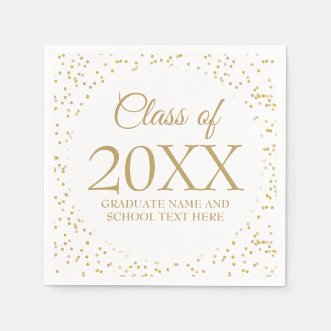 Modern Elegant Gold Dust Graduation  Napkins (Front)