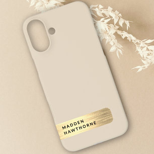 Modern Elegant Gold Faux Brushed Metal Chic iPhone 16 Plus Case