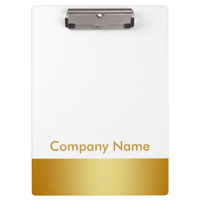Modern Elegant Gold Faux Foil Company Logo Clipboard (Front)