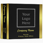 Modern Elegant Gold Foil Business Logo Custom 3 Ring Binder at Zazzle