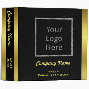 Modern Elegant Gold Foil Business Logo Custom 3 Ring Binder