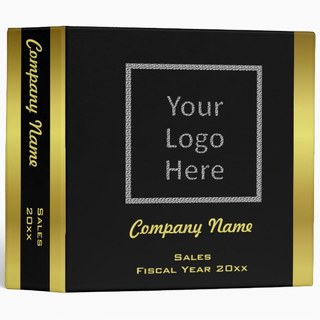 Modern Elegant Gold Foil Business Logo Custom 3 Ring Binder (Front/Spine)