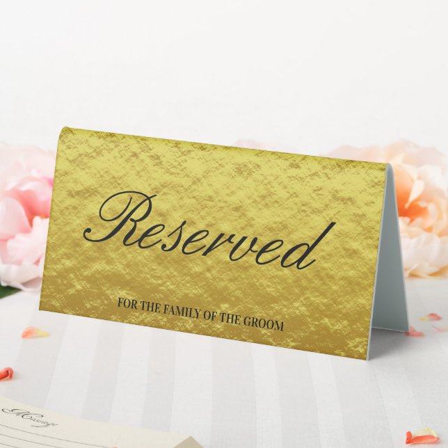 Modern Elegant Gold Foil Script Wedding Reserved Table Tent (In SItu (Wedding))