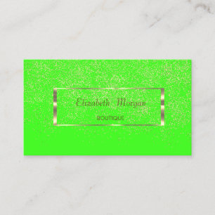 Modern Elegant,Gold Frame,Confetti Neon Green Business Card