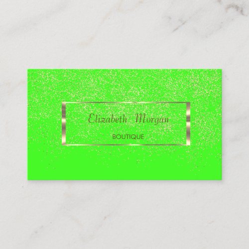 Modern ElegantGold FrameConfetti Neon Green Business Card
