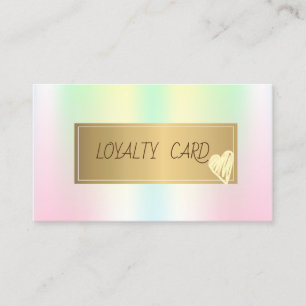 Modern Elegant Gold Frame Heart Iridescent Loyalty Card