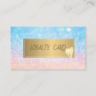 Modern Elegant Gold Frame, Hearts Bokeh Ombre Loyalty Card
