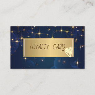 Modern Elegant Gold Frame, Hearts Stars Loyalty Card