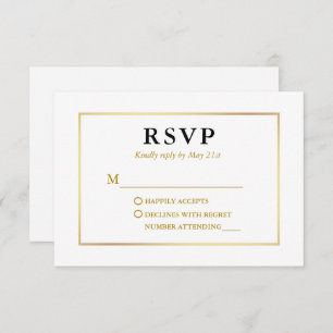 Modern Elegant Gold Frame RSVP Card