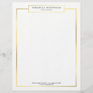 Modern Elegant Gold Framed Letterhead