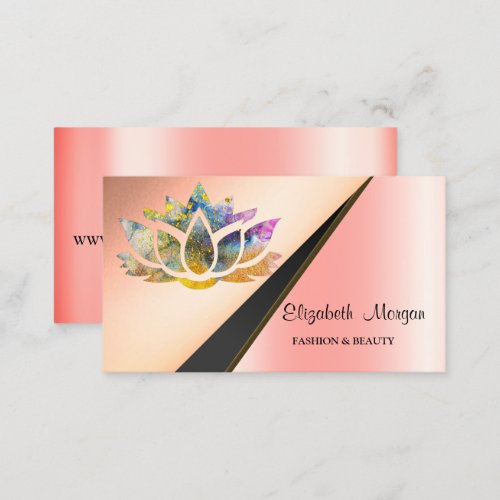  Modern Elegant Gold Geometric Chic Lotus  Business Card