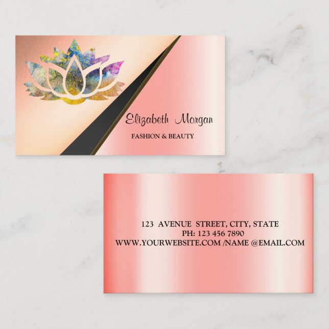  Modern Elegant Gold Geometric Chic Lotus  Business Card (Front/Back)