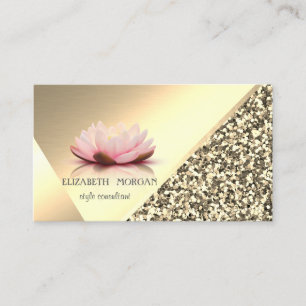Modern Elegant Gold Glitter, Geometric,Lotus Business Card