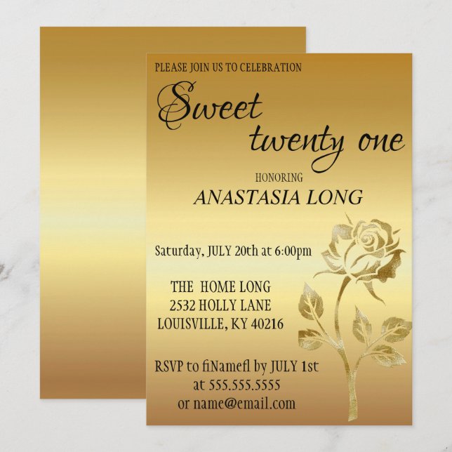 Modern, Elegant Gold Glitter Save The Date (Front/Back)