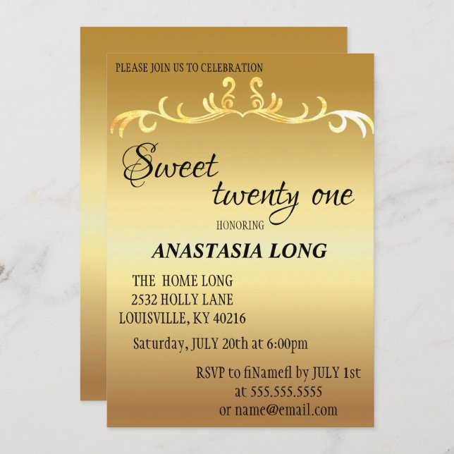 Modern, Elegant Gold Glitter Save The Date (Front/Back)