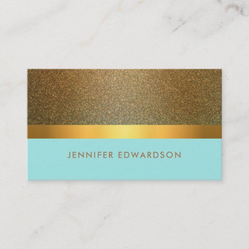 Modern Elegant gold glitter teal professional Business Card
