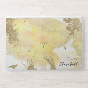 Modern elegant gold glitter watercolor HP laptop skin