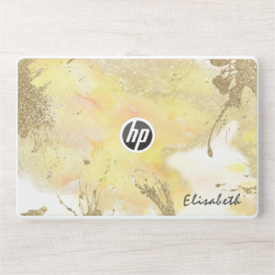Modern elegant gold glitter watercolor HP laptop Skin