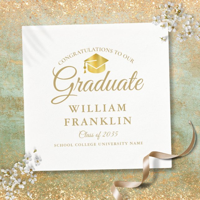 Modern Elegant Gold Graduation Party Napkins (Modern Elegant Gold Graduation Party Napkins)