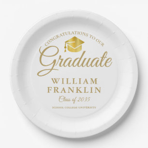 Modern Elegant Gold Graduation Party Paper Plates