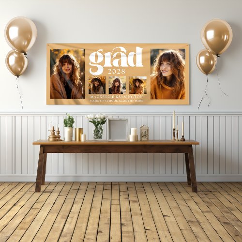 Modern Elegant Gold Graduation Photo Collage  Banner