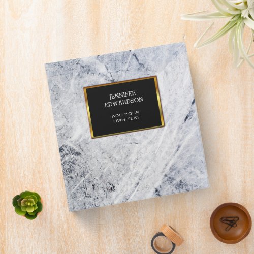 Modern elegant gold gray black marble professional 3 ring binder