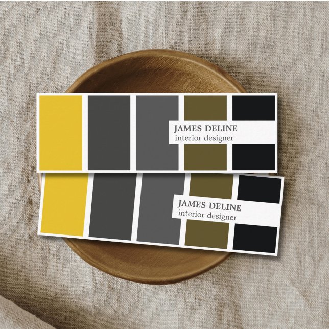 Modern Elegant Gold Grey Black Interior Designer Mini Business Card (Creator Uploaded)