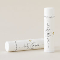 Modern Elegant Gold Heart Chic Script Baby Shower Lip Balm